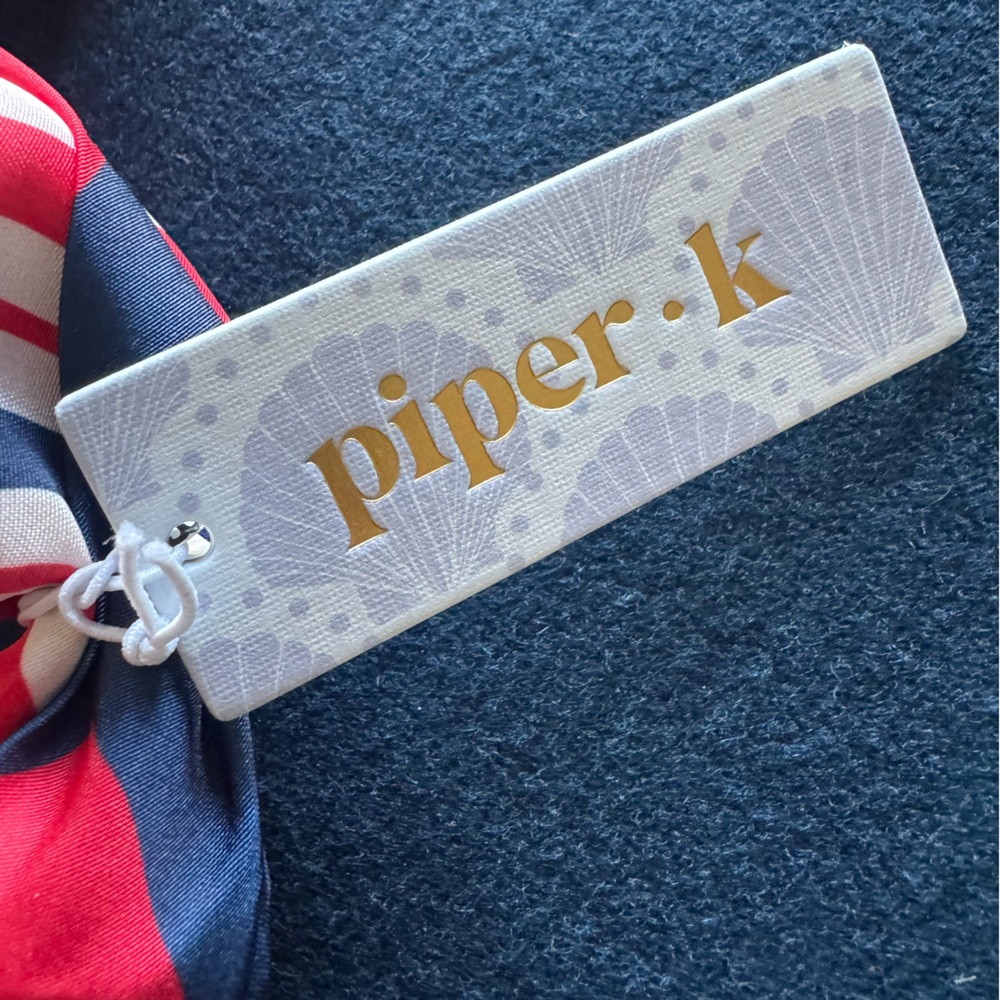 Piper adjustable Scarf Necklace ❤️🤍💙Red white & Blue Stripes with metal accents - Picture 7 of 11